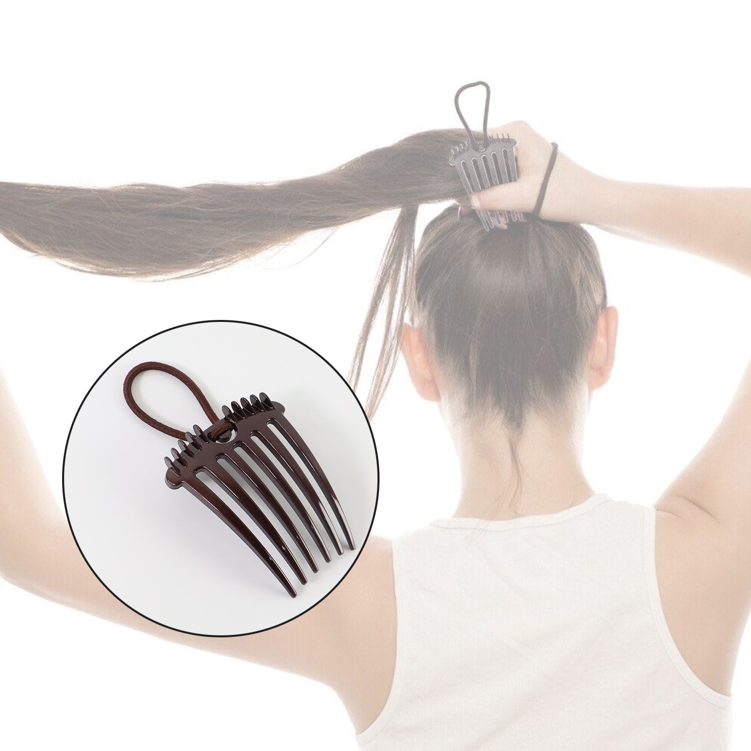 Ponytail Comb with Elastic Loop - (1 Pc) Ponytail Comb with Elastic Loop - (1 Pc)